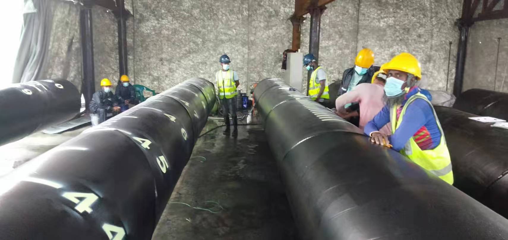 Payra Port steel pipe pile prefabrication site